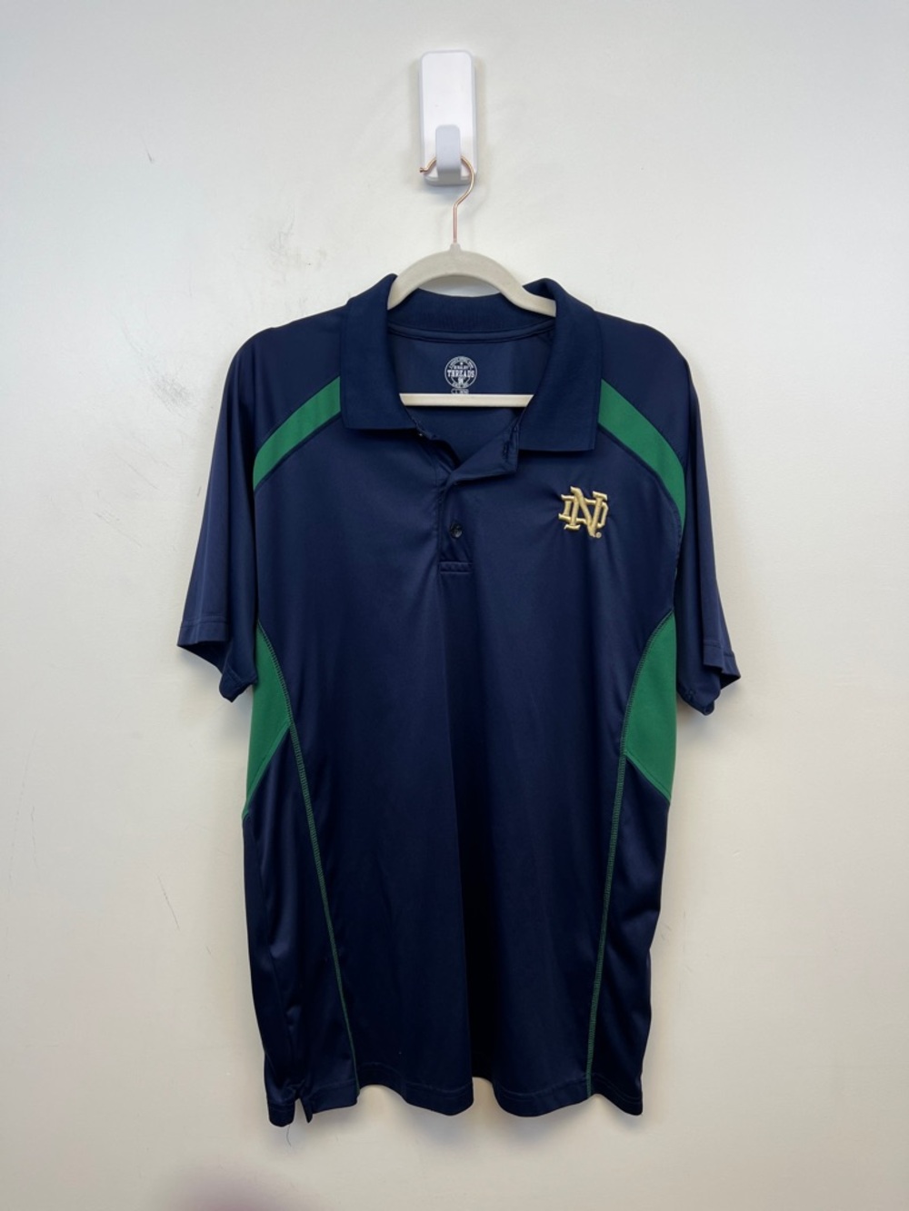 Rivalry Threads Men's Navy and Green Notre Dame Fighting Irish Golf Shirt Size L